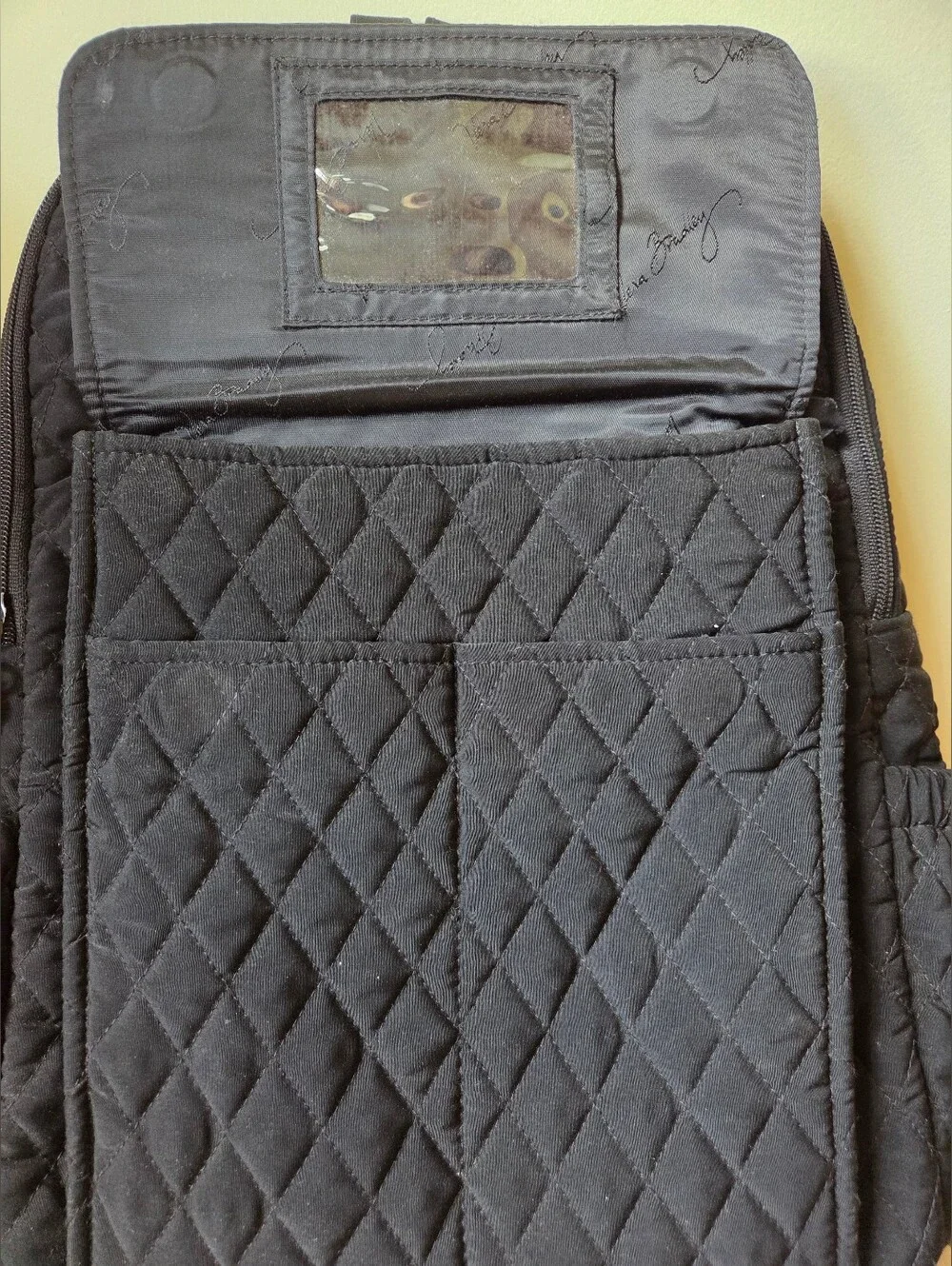 Vera Bradlet Vintage Black Quilted Backpack